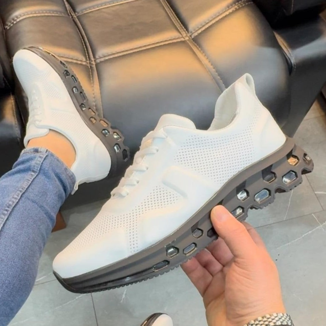 Air-cushion sole knitted mesh breathable sneakers