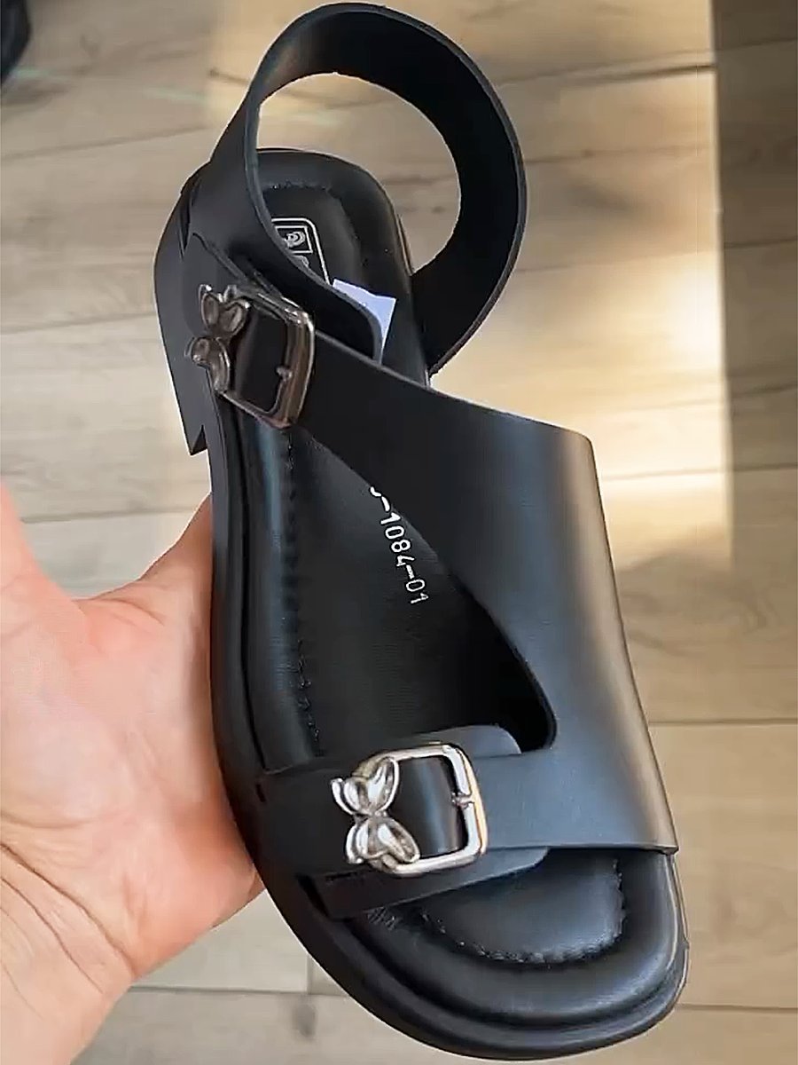 Women's Butterfly Buckle Leather Sandals