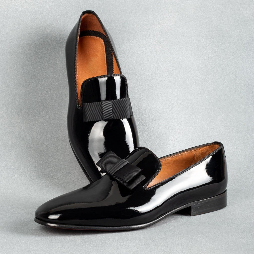 Elegant Bow Glossy Leather Men's Dress Shoes