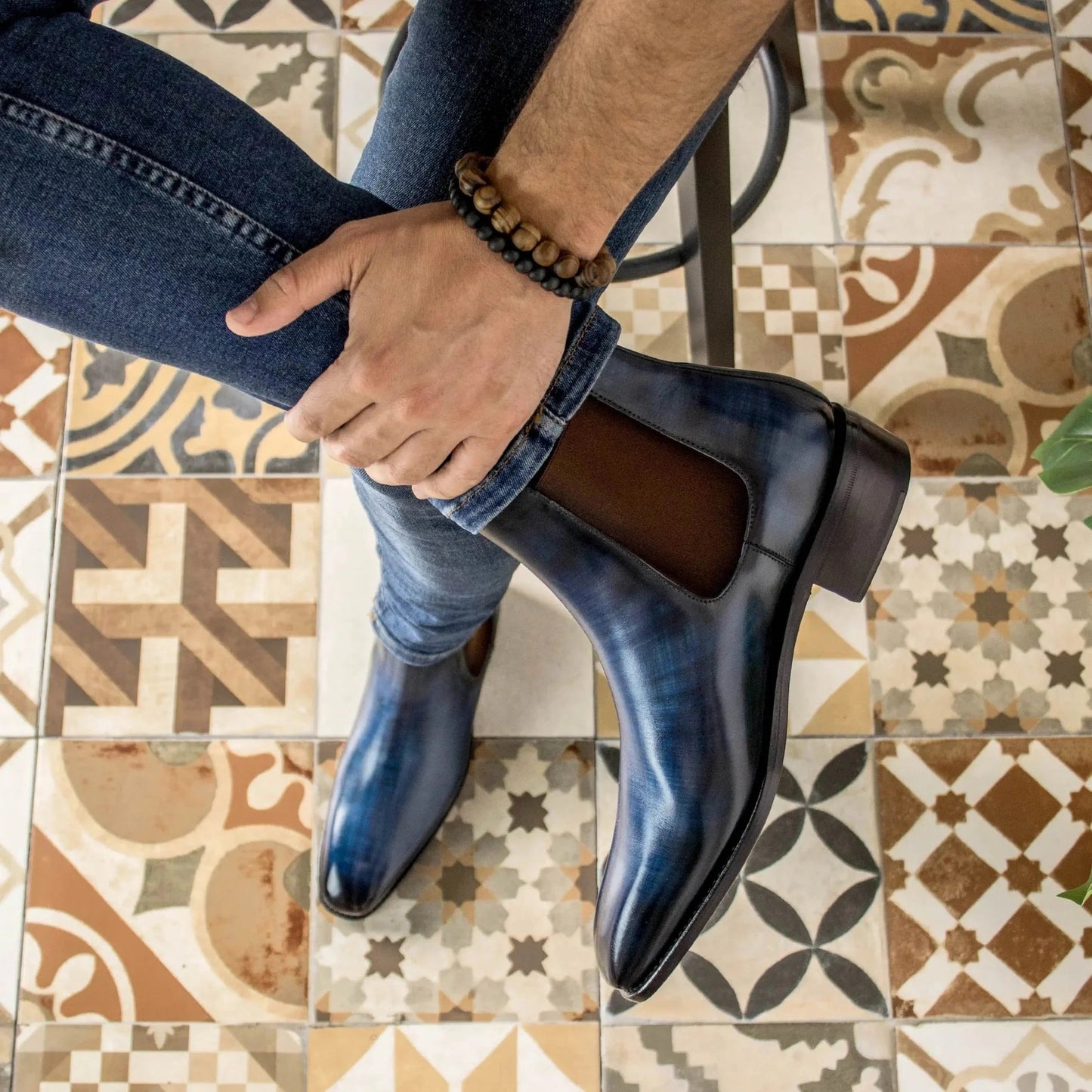 DENIM MEN'S LEATHER CHELSEA BOOTS