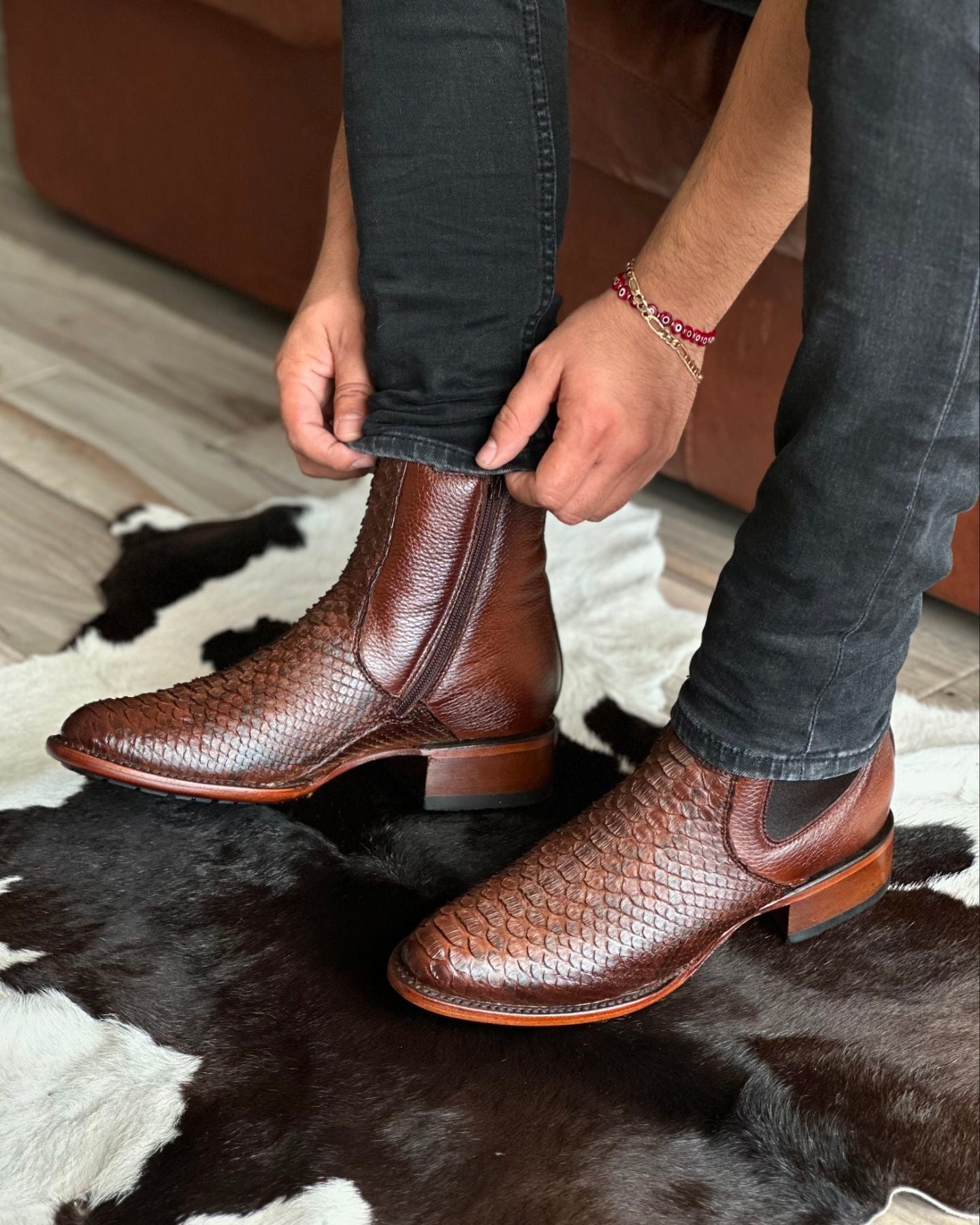 Crocodile Print Chelsea Boots