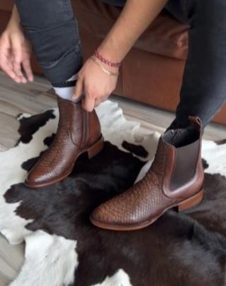Crocodile Print Chelsea Boots