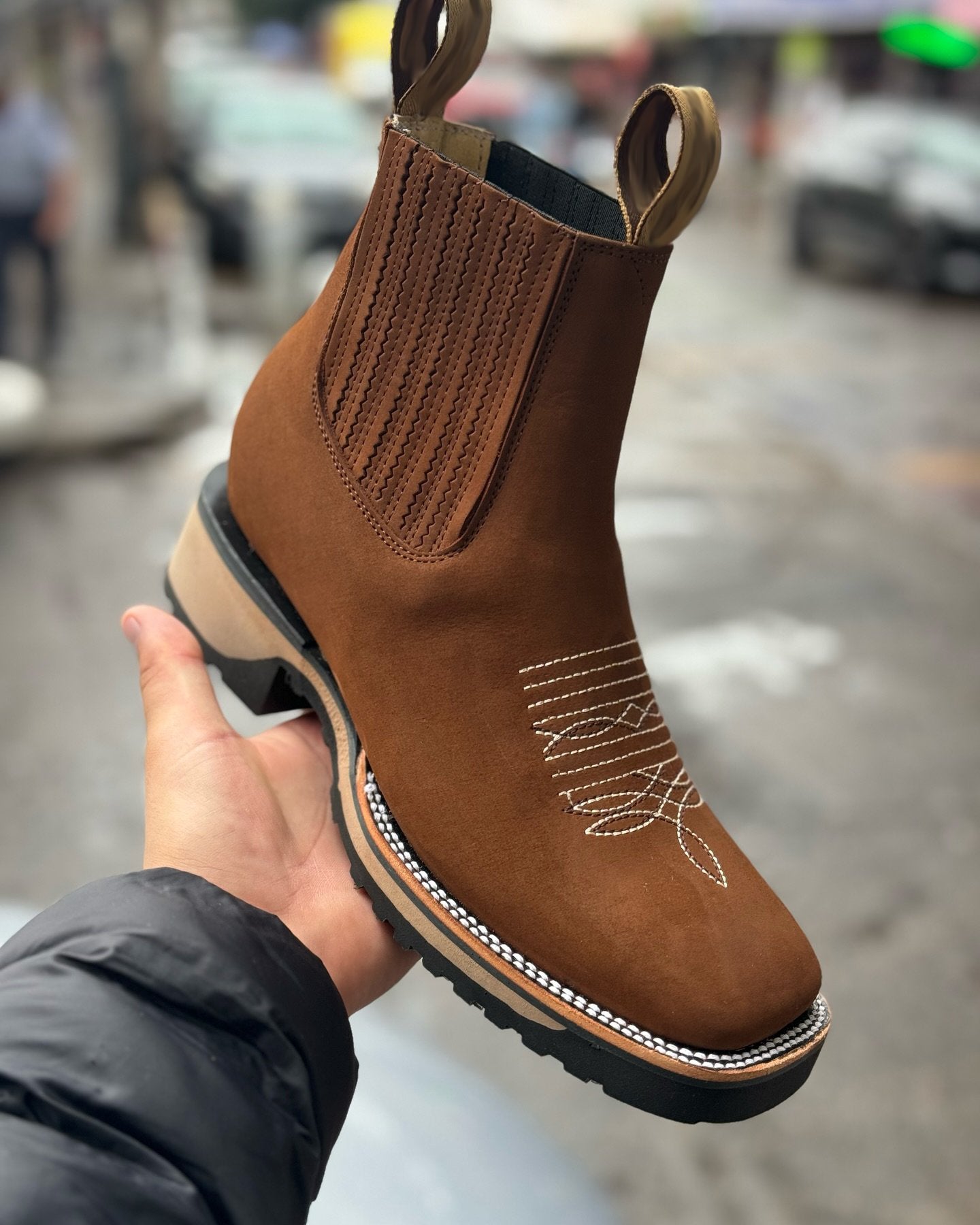 Men's Wild West Genuine Leather Ranch Toe Short Boot