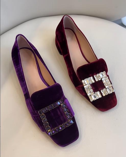 Women's Rhinestone Suede Shoes