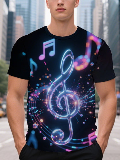 Note Men's short-sleeved T-shirt summer T-shirt top full of print