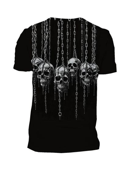 Skeletons Hanging With Chains Men's short-sleeved T-shirt summer T-shirt top full of print