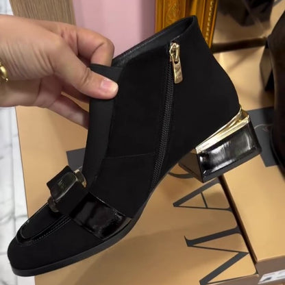 Gold Label Bow Suede Ankle Boots