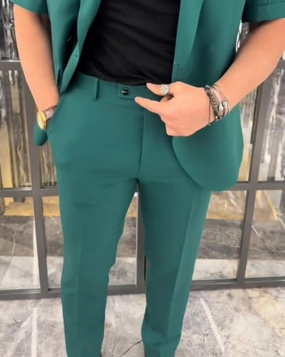 Top + Pants Men's Short Sleeve Suit
