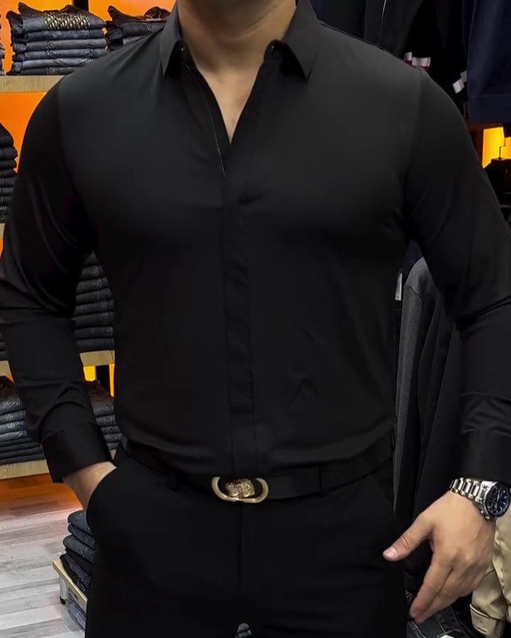 Men's Hidden Zipper and Tech Anti-Wrinkle Shirt