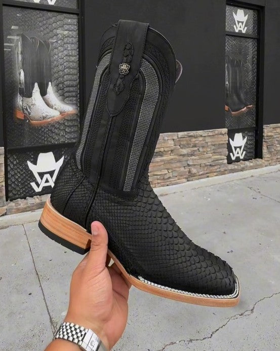 New Python Print Mid-calf Western Cowboy Boots