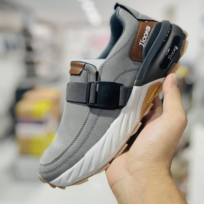 Men's leather buckle detail sneakers