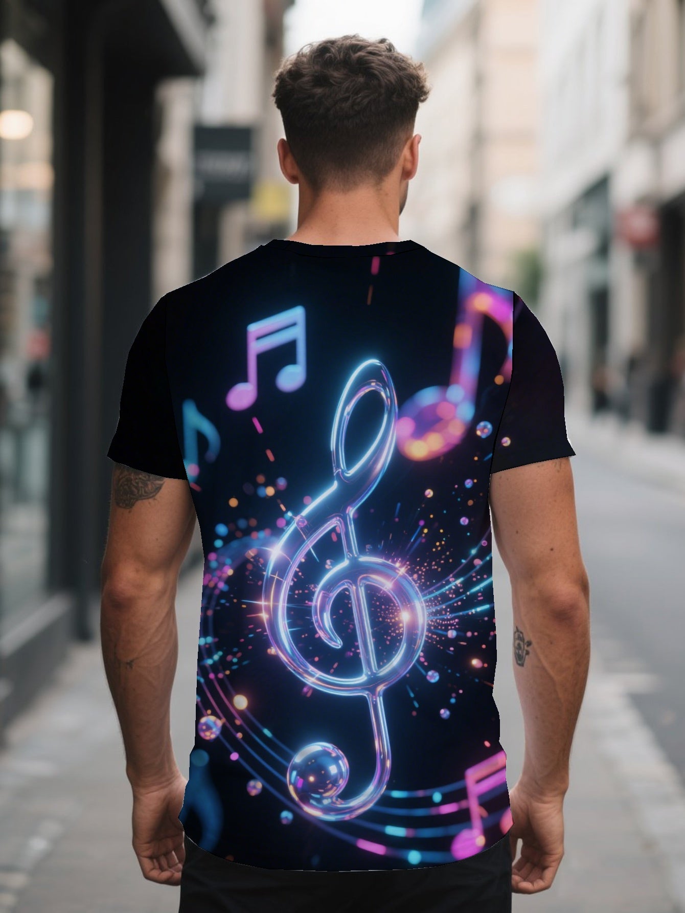 Note Men's short-sleeved T-shirt summer T-shirt top full of print