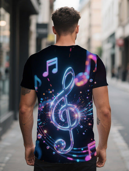 Note Men's short-sleeved T-shirt summer T-shirt top full of print
