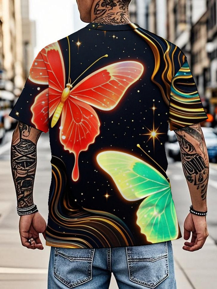 Butterfly Men's short-sleeved T-shirt summer T-shirt top full of print