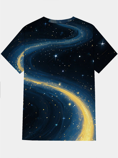 Star River Men's short-sleeved T-shirt summer T-shirt top full of print