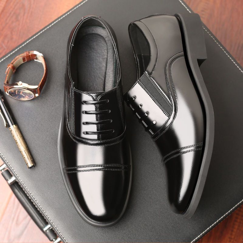 Men's business elite black leather shoes