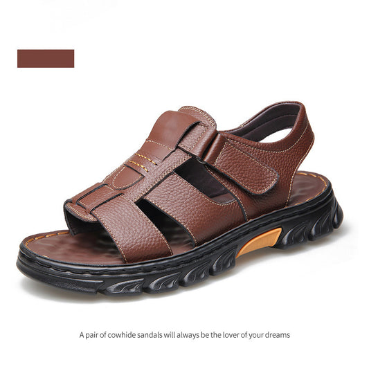 Thick sole non-slip leather sandals