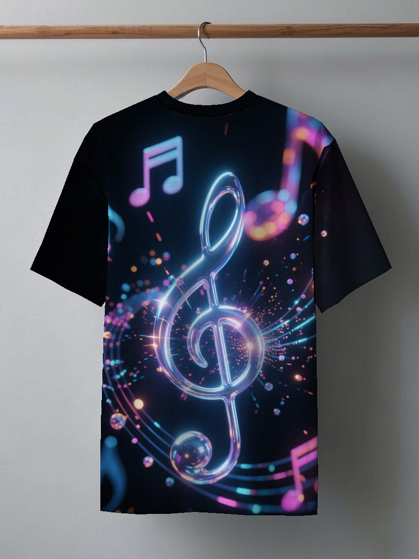 Note Men's short-sleeved T-shirt summer T-shirt top full of print