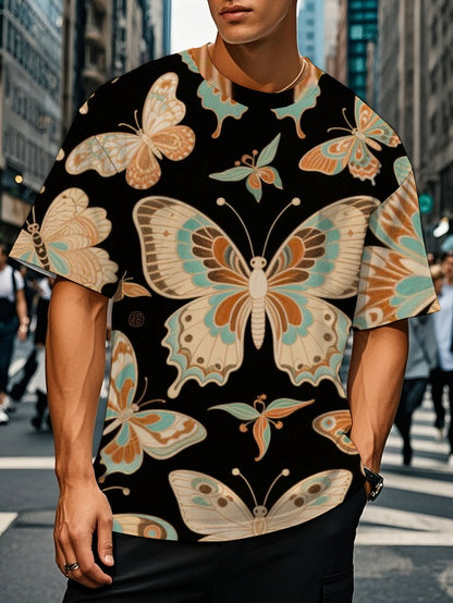 Butterfly Men's short-sleeved T-shirt summer T-shirt top full of print