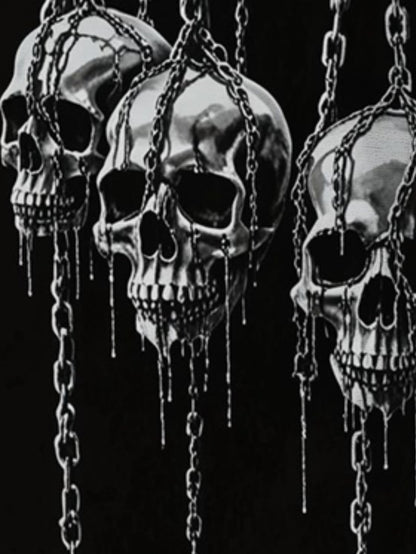 Skeletons Hanging With Chains Men's short-sleeved T-shirt summer T-shirt top full of print