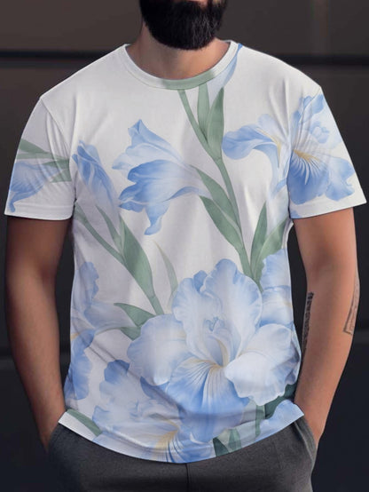 Gladiolus Flower Men's short-sleeved T-shirt summer T-shirt top full of print