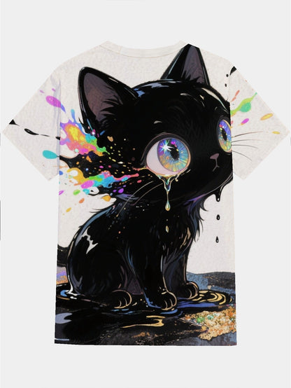 Color Cat Men's short-sleeved T-shirt summer T-shirt top full of print