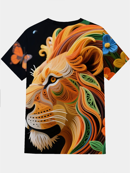 Lion Men's short-sleeved T-shirt summer T-shirt top full of print