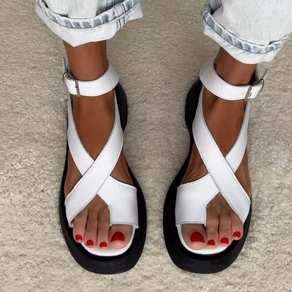 Solid Color Non-Slip Ankle Strap Casual Sandals