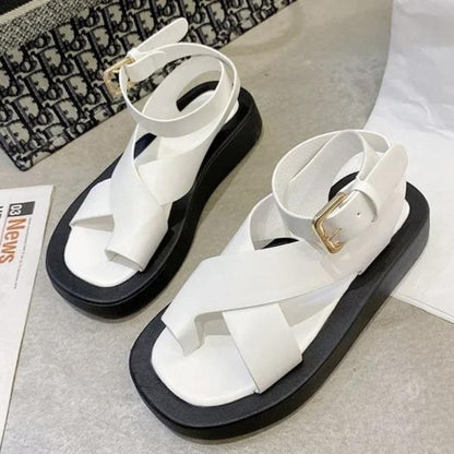 Solid Color Non-Slip Ankle Strap Casual Sandals