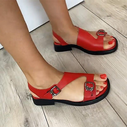 Women's Butterfly Buckle Leather Sandals