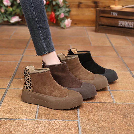 Women's suede height-enhancing ankle boots