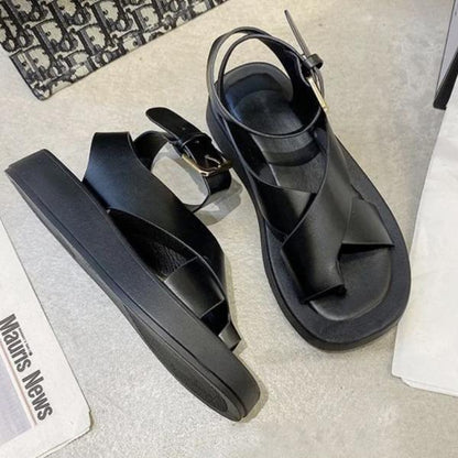 Solid Color Non-Slip Ankle Strap Casual Sandals