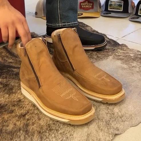 Men's vintage natural leather boots