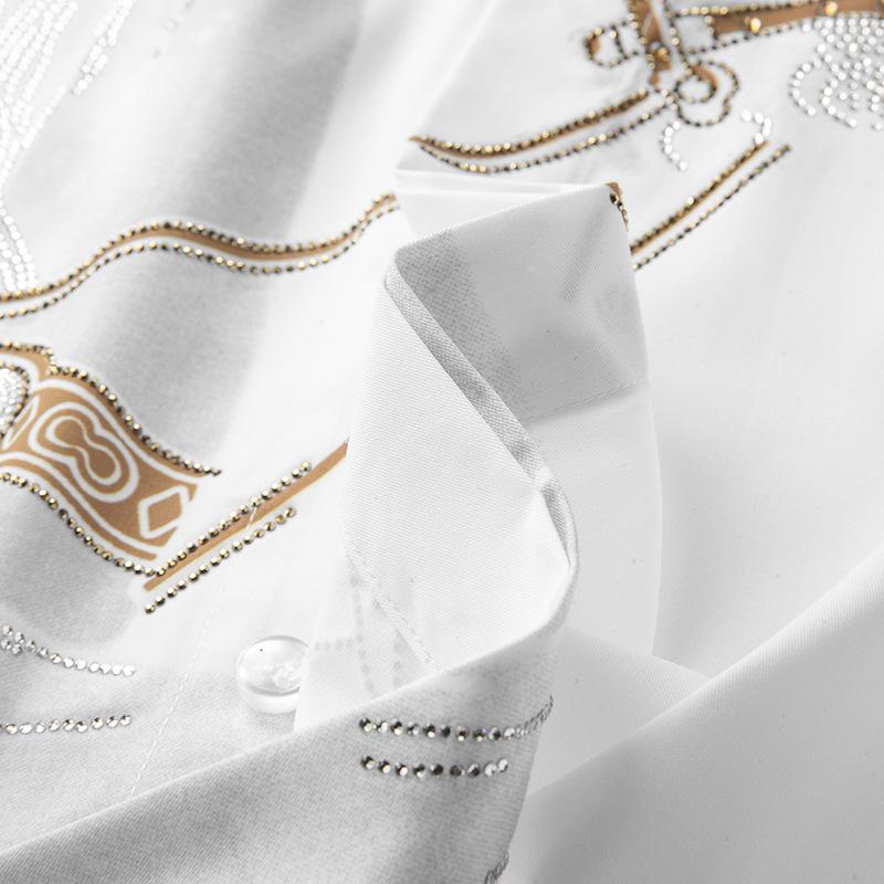 Men's Long Sleeve Printed Diamond No-Iron Wrinkle Resistant Shirt