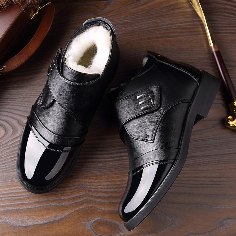 Velcro stitched leather business shoes