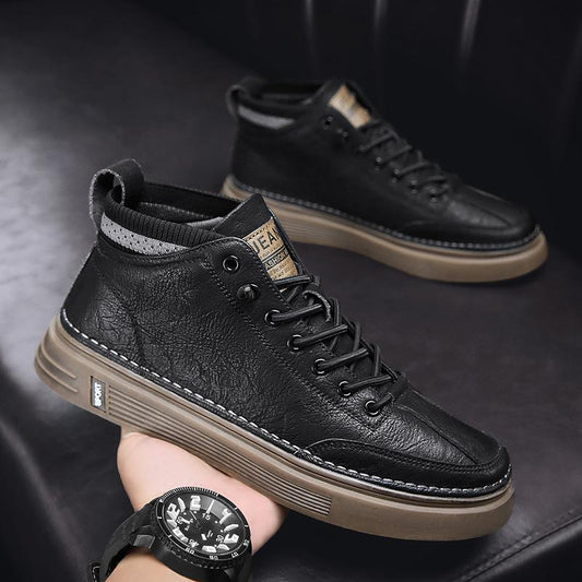 Trendy high-top casual leather shoes