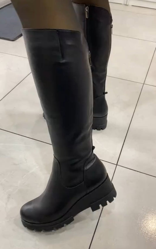 Women's Zipper Leather Boots